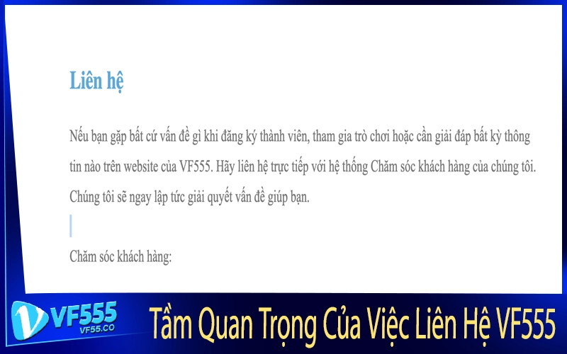 Tầm Quan Trọng Của Việc Liên Hệ VF555